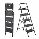 Kokkupandav redel VEVOR CQX904, 4 astet, Must, 46,5 &times; 91 &times; 145 cm