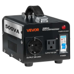 Pingemuundur 500 VA, 110 V kuni 220 V ja 220 V kuni 110 V, USA ja EL pistikupesadega, kaitsel&uuml;litiga