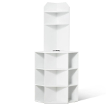 64-tolline nurgaga puidust hoiukast, 6 riiulit, USB, valge