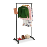 Ratastega riidenagi Relaxdays, 4 rattaga, Must, 75,5 &times; 161 &times; 42,5 cm