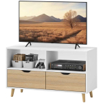 TV-laud Homcom 99x39x58,3cm, valge/heleda pruuni v&auml;rvi