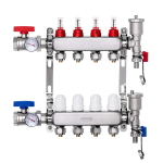 4-haruline roostevabast terasest PEX k&uuml;ttekollektor, 1/2" adapterid