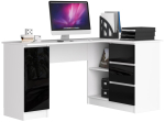 Nurgaga kirjutuslaud B20 CLP, parempoolne, 3 sahtlit, valge ja must, 155 &times; 77 &times; 85 cm