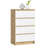 Kummut K60, 4 sahtlit, tammevalge, 60 &times; 99 &times; 40 cm