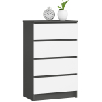 Kummut K60, 4 sahtlit, hallikas/valge, 60 &times; 99 &times; 40 cm