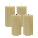 LED-k&uuml;&uuml;nalde komplekt Relaxdays, 4 tk, Beež, &Oslash; 7,5 &times; 18 cm