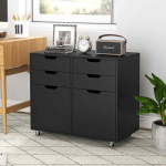 Kontorikapp, 4 sahtlit, 2 ust, Must, 73 &times; 40 &times; 64,5 cm
