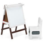 Laste molberti ja tooli komplekt, 3 &uuml;hes, 55 &times; 48 &times; 75&ndash;94 cm