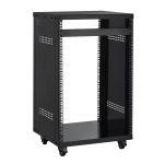 16U AV-riiul ratastega, ventilatsiooniga, kandev&otilde;ime 90,7 kg