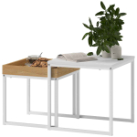 Kohvilaudade komplekt, 2 tk, Valge/pruun, 45 &times; 45 &times; 45 cm ja 40 &times; 40 &times; 40 cm