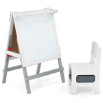 Laste molberti ja tooli komplekt, 3 &uuml;hes, 55 &times; 48 &times; 75&ndash;94 cm