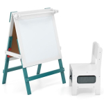 Laste molberti ja tooli komplekt, 3 &uuml;hes, 55 &times; 48 &times; 75&ndash;94 cm