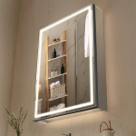Valgustatud s&uuml;vistatav v&otilde;i seinale kinnitatav ravimikapp peegliga, 50x70 cm, LED, h&auml;mardatav