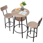Baarilauakomplekt VEVOR BTZ-GW-003, 1 laud ja 2 baaritooli, helehall/must, &Oslash;600 &times; 915 mm