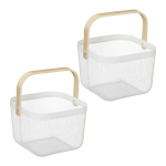 Hoiukorvid Relaxdays, 2 tk, valge/pruun, 26 &times; 17,5 &times; 24,5 cm