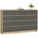 Kummut AKORD K160, 8 sahtlit, pruun/hall, 160 &times; 99 &times; 40 cm