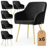 S&ouml;&ouml;gitoolide komplekt ESTELLE, 6 tk, Mustad ja kuldsed, 54,5 &times; 83 &times; 58 cm