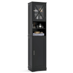 Vannitoakapp, K&otilde;rge, 5 riiulit, must/hall/valge, 15,5 &times; 67 &times; 12 tolli