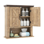 Seinale kinnitatav vannitoakapp, 2 ust, 3 riiuliasendit, Hall, 55 &times; 60 &times; 19 cm