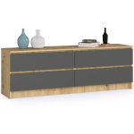 Kummut K160 4SZ, 4 sahtlit, pruun/hall, 160 &times; 55 &times; 40 cm