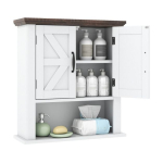 Seinale kinnitatav vannitoakapp, 2 ust, 3 riiuliasendit, Valge, 55 &times; 60 &times; 19 cm