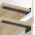 L-kujuline terasest riiuliklamber, 25x10x4 cm, matt must, 6 tk, kandev&otilde;ime 71 kg