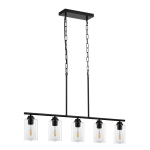 K&ouml;&ouml;gisaare rippvalgusti, 5-lambiline, reguleeritav, l&auml;bipaistev klaas, metallraam, maal&auml;hedane, 60 W, E27