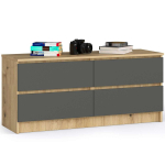 Kummut K120 4SZ, 4 sahtlit, pruun/hall, 120 &times; 55 &times; 40 cm