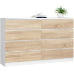 Kummut K160 8SZ, 8 sahtlit, valge/pruun, 160 &times; 99 &times; 40 cm