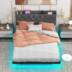 Plūduriuojanti lova su LED ap&scaron;vietimu ir reguliuojamu galvūgaliu, 200&times;140&times;100 cm, pilka