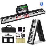 Kokkupandav 88-klahviga digitaalne klaver Bluetoothi ​​ja MIDI-ga, must