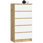 Kummut K60, 5 sahtlit, pruun/valge, 60 &times; 121 &times; 40 cm