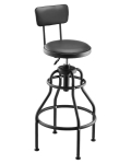 T&ouml;&ouml;koja tool seljatoega, pneumaatiline, 136 kg, must, 360&deg; p&ouml;&ouml;rlev