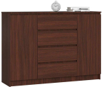 Kummut K140, 4 sahtlit ja 2 ust, Pruun, 138 &times; 99 &times; 40 cm
