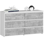 Kummut CL100, 6 sahtlit, Valge/hall, 100 &times; 57 &times; 35 cm