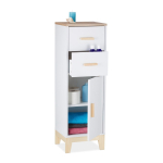 Vannitoakapp Relaxdays, 2 sahtlit, Valge/pruun, 32 &times; 97,5 &times; 28 cm