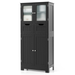 Vannitoakapp, 4 ust, 2 sahtlit, Must, 60 &times; 128 &times; 30 cm