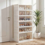 Jalan&otilde;ude organiseerija, 6 tasandit, kuni 12 paari, Valge, 45 &times; 117 &times; 35 cm
