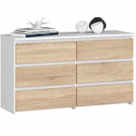 Kummut CL100, 6 sahtlit, valge/pruuni/halli v&auml;rvi, 100 &times; 57 &times; 35 cm