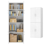 Eraldiseisev kapp VASAGLE OFC091WE01, 4 ust, 5 riiulit, Valge, 60 &times; 180 &times; 40 cm