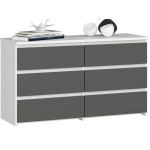 Kummut CL100 AkordV2, 6 sahtlit, valge/hall, 100 &times; 57 &times; 35 cm