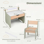Laste laua ja tooli komplekt, laud ja tool, Roheline, 68 &times; 47,5 &times; 59 cm