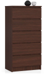 Kummut AkordV2 K60, 5 sahtlit, pruun, 60 &times; 121 &times; 40 cm