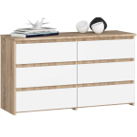 Kummut CL100, 6 sahtlit, valge/tammev&auml;rvi, 100 &times; 57 &times; 35 cm