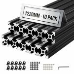 Alumiiniumist ekstrusioonprofiilid VEVOR 2020T-122-10-H, 10 tk, Must, 2 &times; 1,2 &times; 134 cm