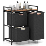 Pesukorv, 3 eemaldatavat kotti, Must/pruun, 66,04 &times; 33,02 &times; 72,39 cm