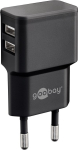 Kahe USB-pesaga laadija Goobay 44951, 2 USB 2.0 A-t&uuml;&uuml;pi pesa, 12 W, Must