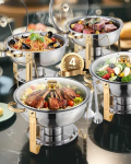 Buffet s&ouml;&ouml;giriistade komplekt, 5 l, roostevaba teras, kuldne