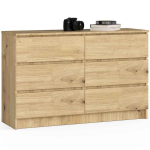 Kummut K120, 6 sahtlit, pruun, 120 &times; 77 &times; 40 cm