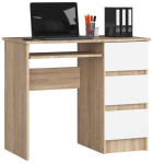 Arvutilaud A-6, parempoolne, 3 sahtlit, pruuni ja valget v&auml;rvi, 90 &times; 77 &times; 50 cm